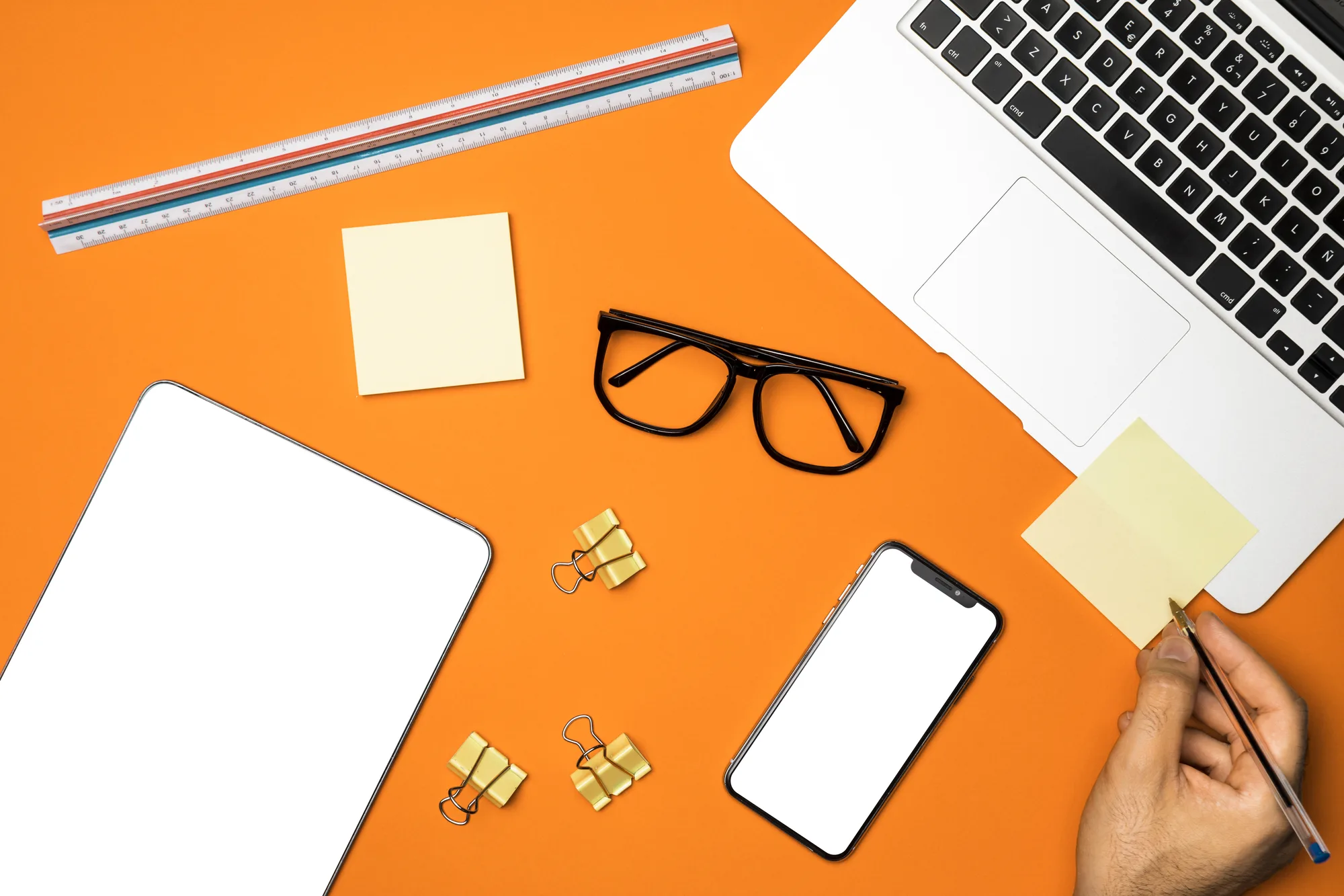 A laptop, tablet and phone representing responsive website and web app projects