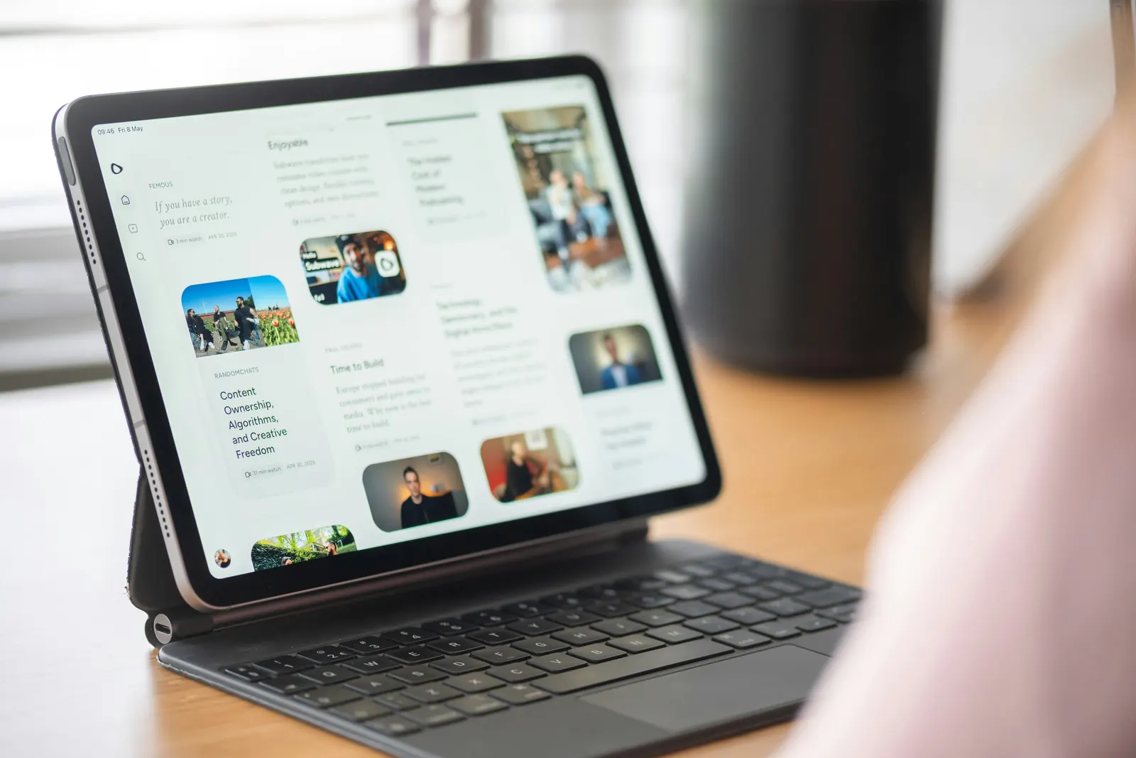 A tablet displaying a flexible digital publishing interface